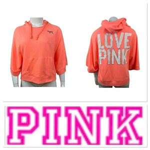 PINK Victoria’s Secret coral colored long sleeve top with hood size small